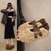 Internet Celebrity Explosion Lamb Wool Shoes Women Wear 2025 Autumn and Winter New Doudou Shoes Thick-soled Velvet Thermal Cotton Shoes