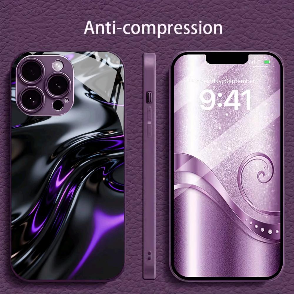 Черно-фиолетовый жидкий вихрь для чехла iphone Модный для coque iphone Чехол fundas Стекло для iPhone 17 16 15 14 13 12 pm Pro Plus