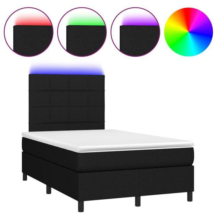 Maison Exclusive - Sommier à lattes de lit matelas et LED noir 120x190 cm tissu