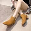 Europe and America Chelsea Women's Boots 2024 Autumn Winter New Pointed Thick Heel Simple Short Boots for Women Zapatos Mujer