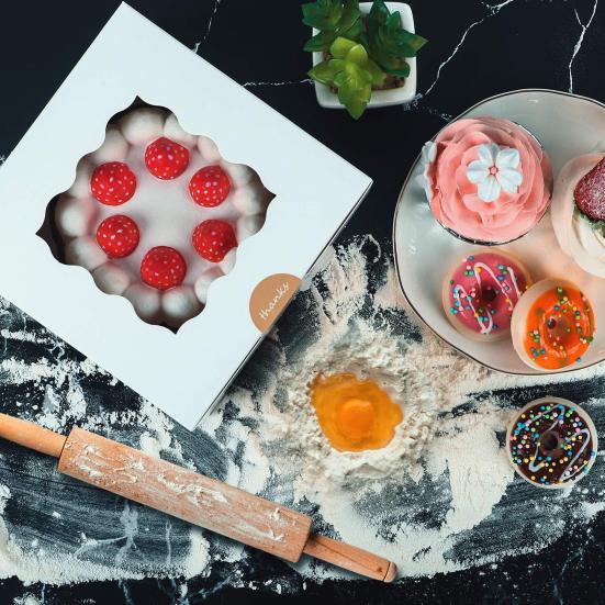 Упаковочная коробка для десерта, полезное видимое окно, утолщенная бумажная коробка для торта, праздничный пирог, печенье, печенье, упаковочный футляр для кексов, коробка для печенья