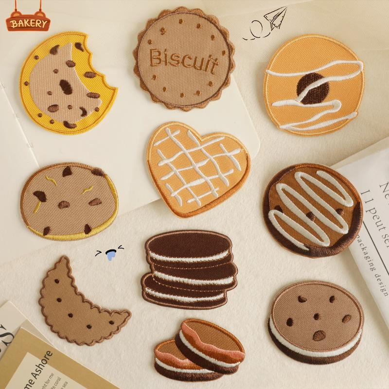 Original Embroidery Label Embroidery Sticker Cartoon Food Biscuit DIY Hand Account Patch Sticker Accessory Cloth Sticker