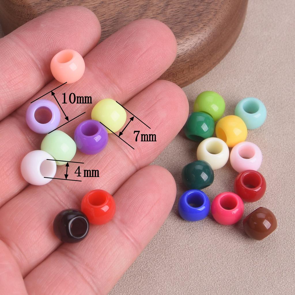50pcs Round Opaque Acrylic 10mm Loose Big Hole Beads Wholesale Lot Crafts Findings for DIY Jewelry Making