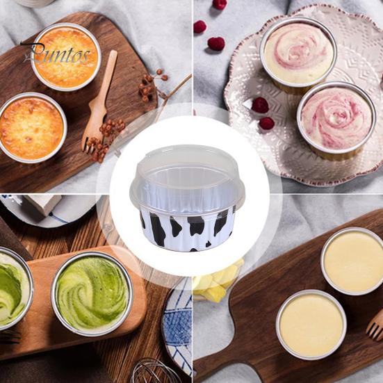 20Pcs Tinfoil Box with Lid Reusable Disposable Round Food Grade Non-Stick Oven Safe Cupcake Container Aluminum Foil Bowl Baking Mold Kitchen Supplies
