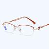Women Anti Blue Light Metal Reading Glasses Half Frame Fashion Beveled Edge