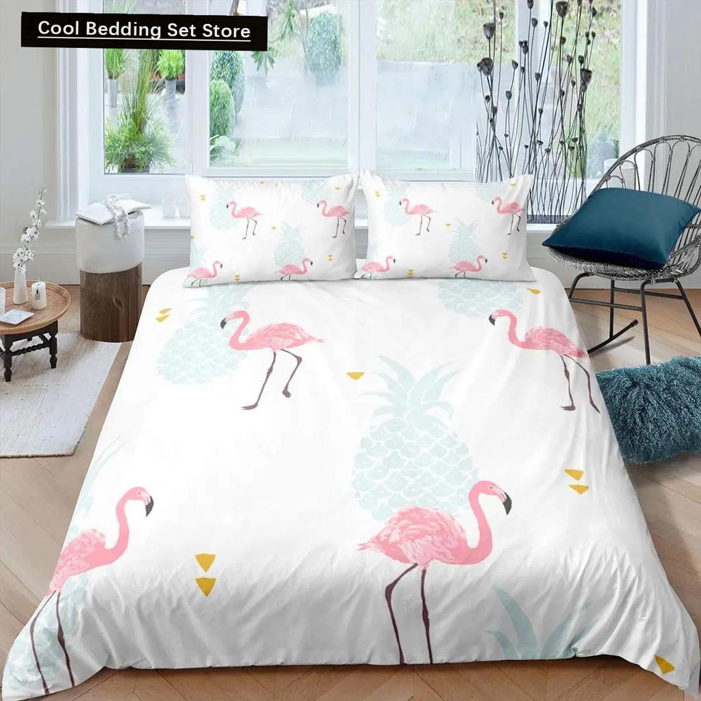 Фламинго пододеяльник комплект постельного белья для девочек цветы тропические животные розовый цветочный полиэстер одеяло покрывало для девочек детей женщин