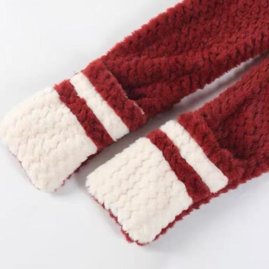 3 In 1 Hat Scarf Gloves Set Bear Ear Decor Thickened Plush Winter Hat