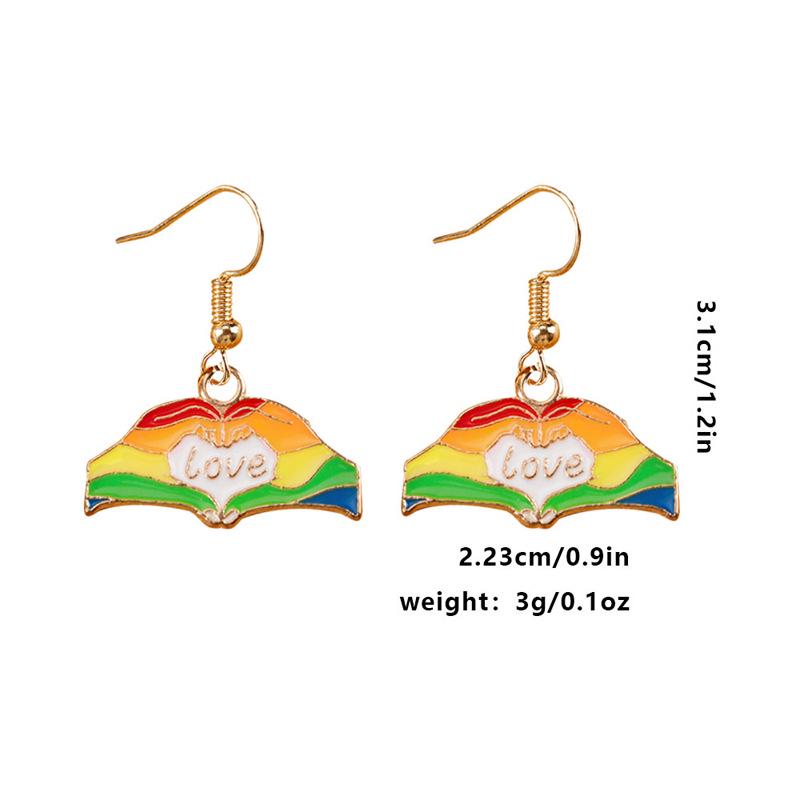Colorful Alloy Rainbow Flag Love Earrings