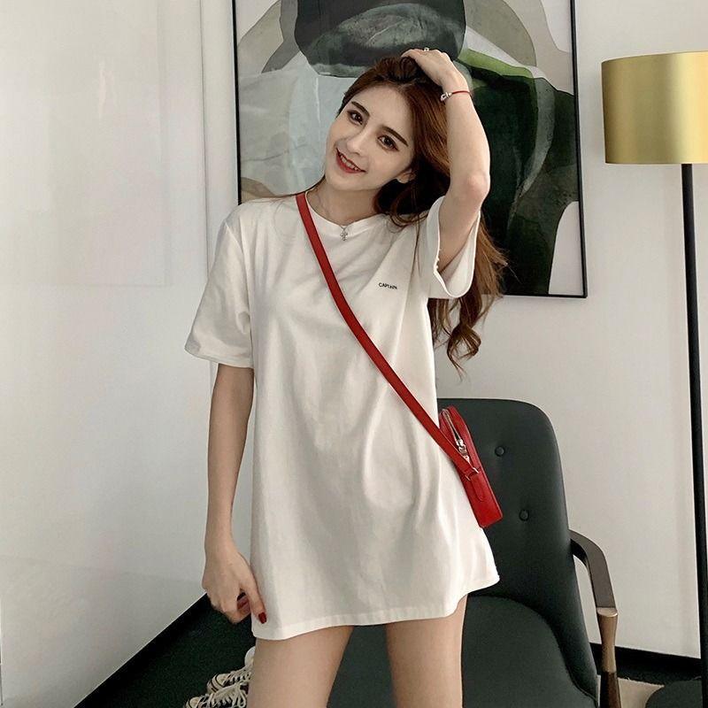White Printed Women's New Loose Casual Bottoming Shirt Korean Style Summer Student Short-sleeved Top T-shirt for Women Summer