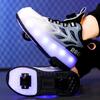 Skate Shoes for Kids LED Light Luminous Sneakers Children Two Wheels Shoes for Boys Girls with USB Charging