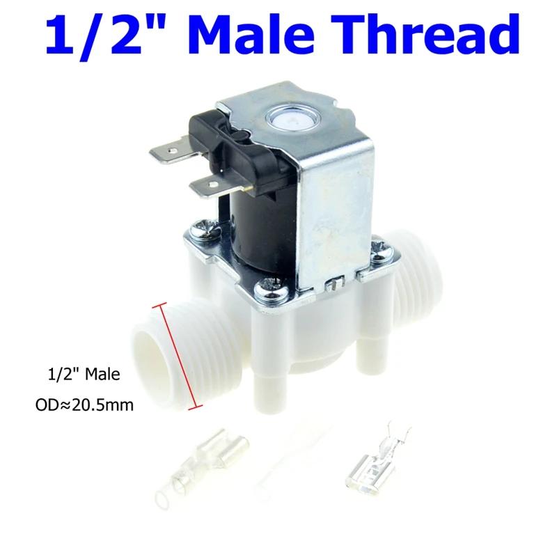 Electric Plastic Solenoid Valve 12V 24V 110V 220V Normally Closed 1/4 3/8 1/2 12mm Pipe Male Female Water Air Inlet Flow Valve
