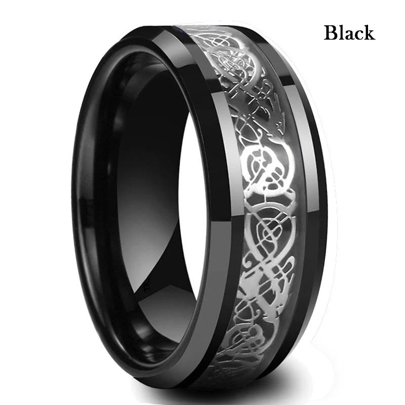 Vintage CopperColor Titanium Stainless Steel Rings for Men Black Carbon Fiber Ring Wedding Jewelry Christmas Gift Accessories