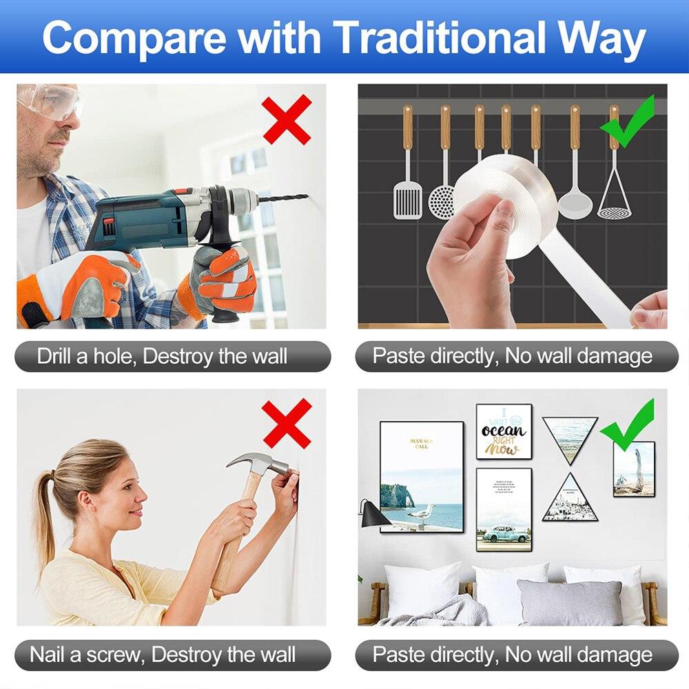 Двусторонняя клейкая лента, самоклеящаяся лента, водостойкая прозрачная клейкая наклейка, нано-ленты, украшение для кухни, ванной комнаты, дома