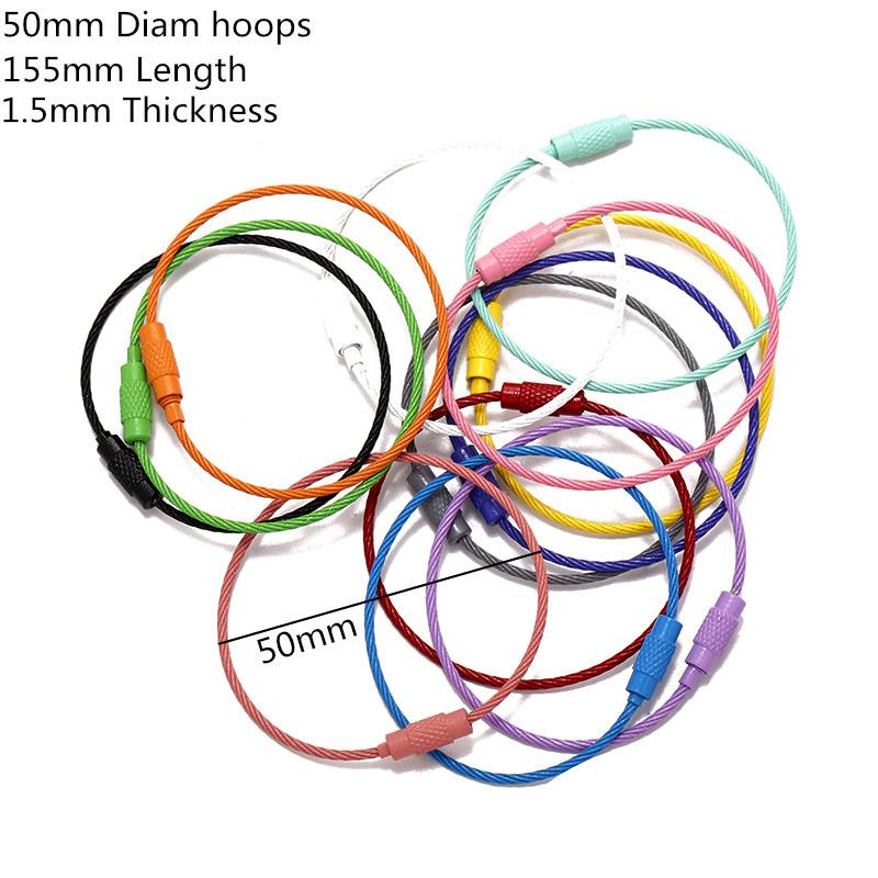 5-10pcs Colorful Metals Steel Wire Keychain Loop Solid Color Loop Holder Key Chains Diy Key Chain Accessories V167