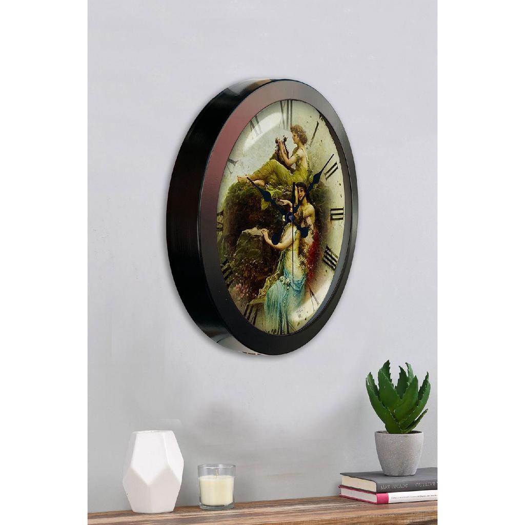 Настенные часы с черной металлической женской фигурой, 36 см