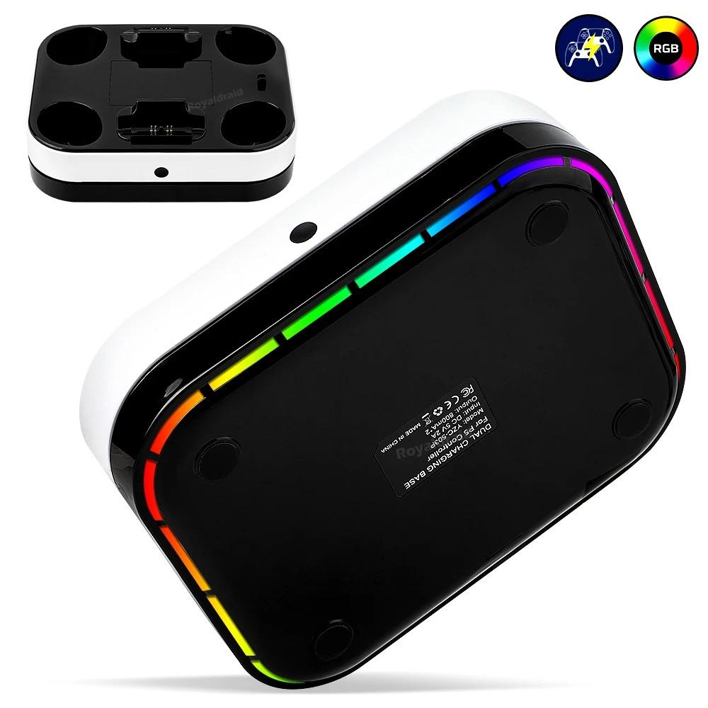 Для контроллера PS5 Двойная зарядная станция RGB Быстрая зарядка для PS5 Двойной беспроводной геймпад Зарядное устройство-подставка