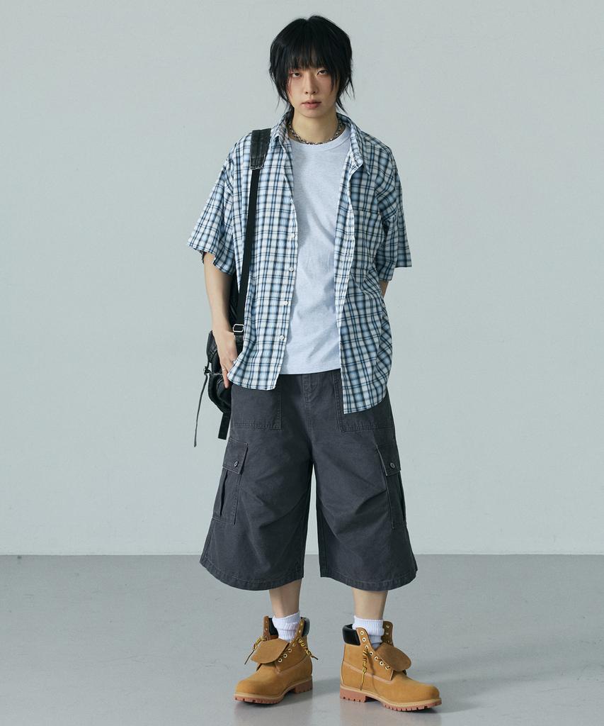 LXT Seersucker Check Oversized Short Sleeve Shirt [Blue]