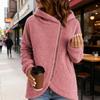 Women's Fleece Jacket Oblique Zip Up Long Sleeve Sherpa Coat Fuzzy Hooded Jacket with Pockets Fall Winter Outerwear