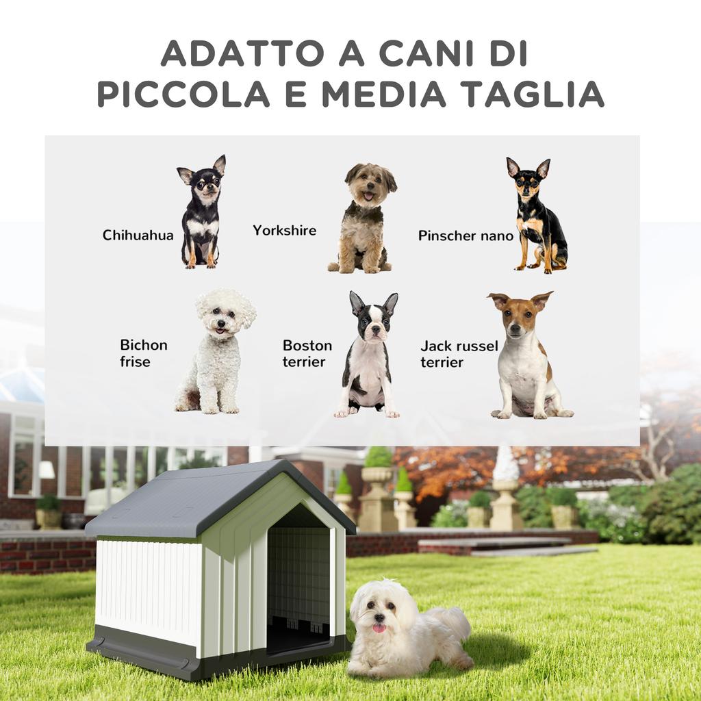 Small And Mini Outdoor Waterproof Plastic Dog House With Window 62x61x60 Cm Gray