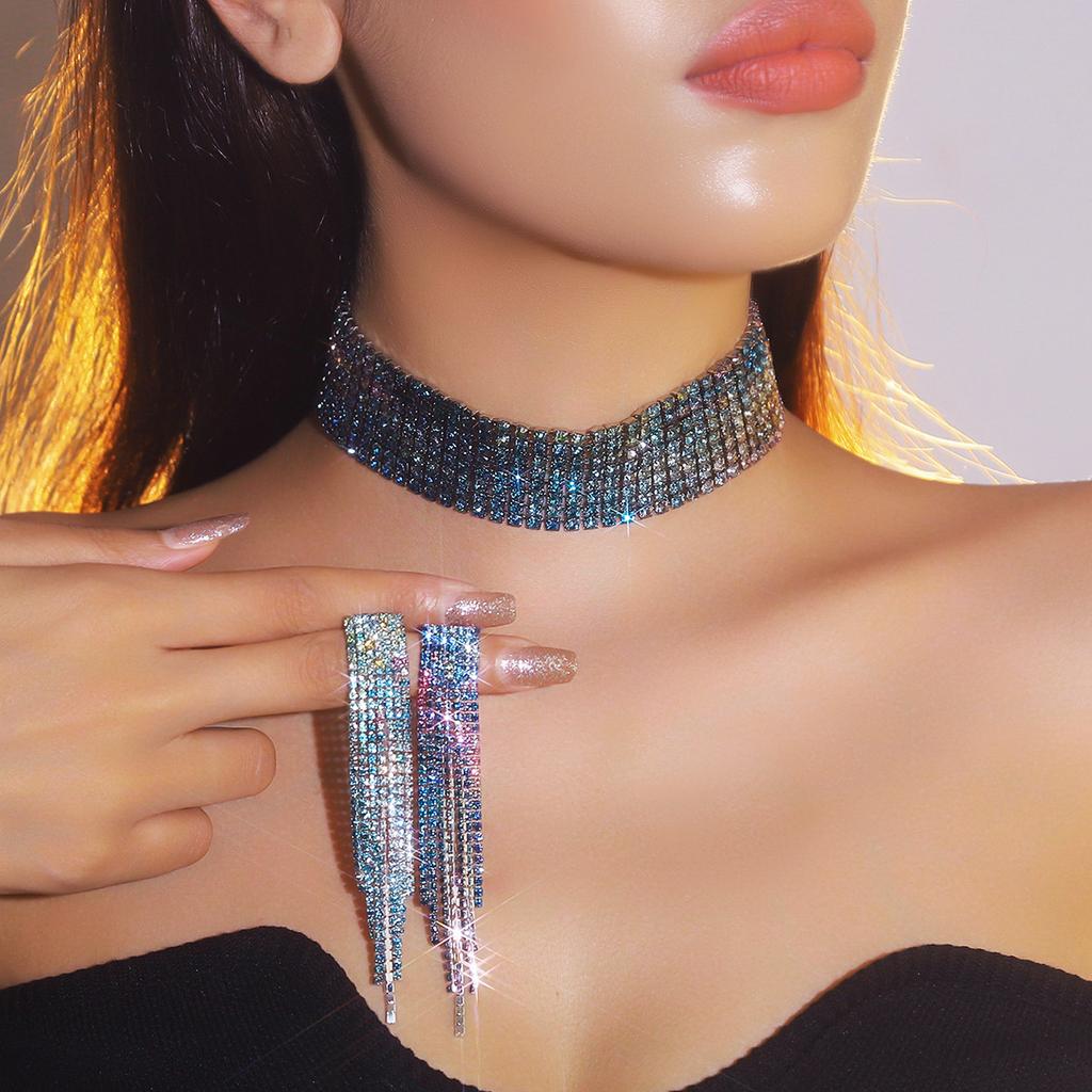 Свадебный набор украшений со стразами с леопардовым принтом, украшение-цепочка на шею.