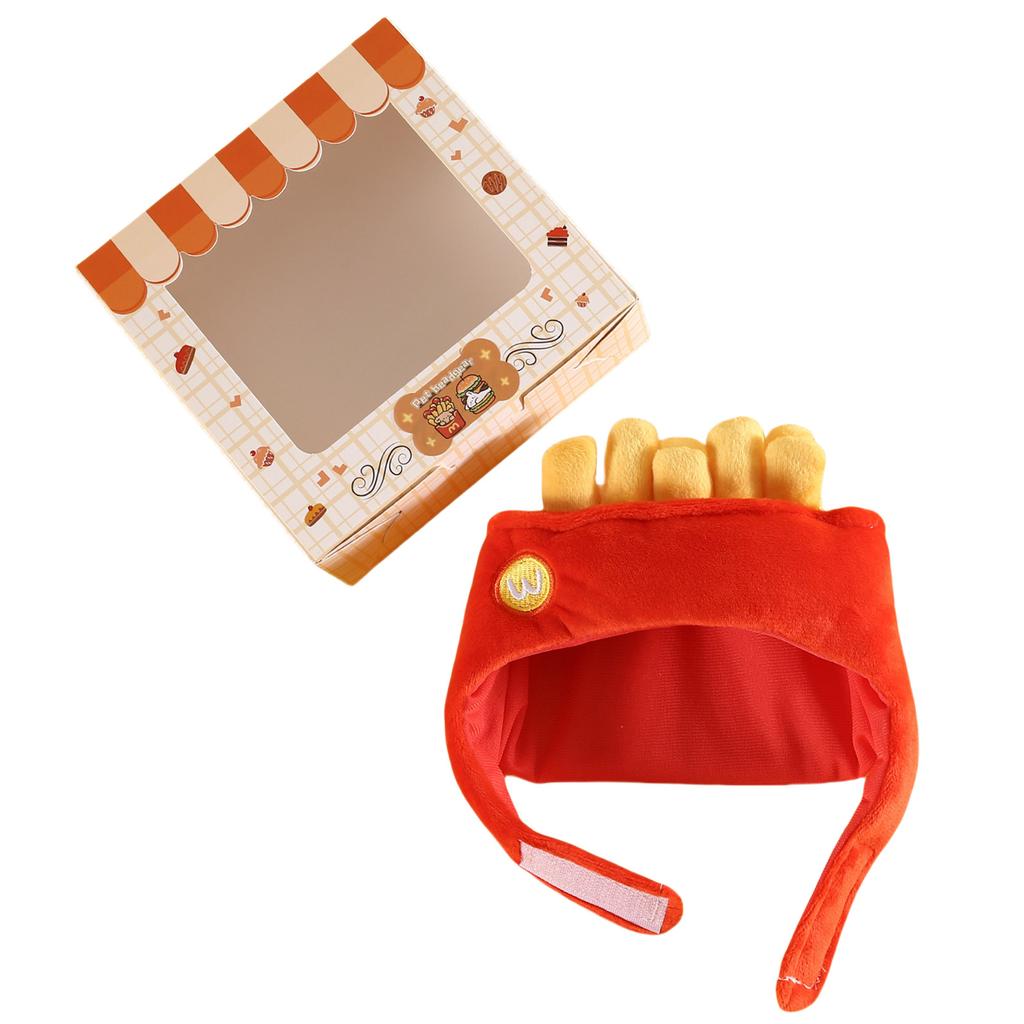 Plush Pet Hamburger Hat for Ear and Head Protections Halloween Funny Dog Hat for Small Dogs Cat Warm Winter Headgear Hat