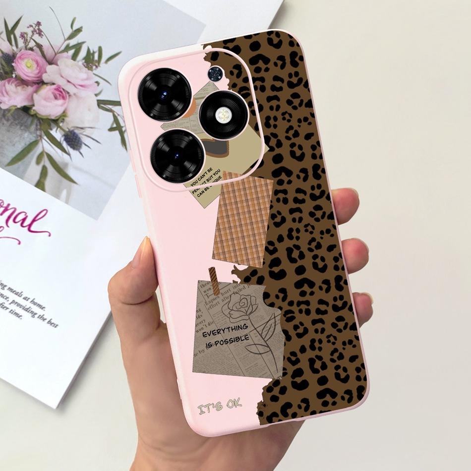 Чехол для Tecno Spark Go 2024 Милый Цветочный Узор Сердечки Конфетный Цвет Мягкий Силикон Тонкая Задняя Крышка Телефона Для Spark Go (2024) BG6