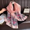 Large Luxury Silk Scarf Flower Embroidery Shiny Lace Scarf Fashion Women Hijab Shawls  Lady