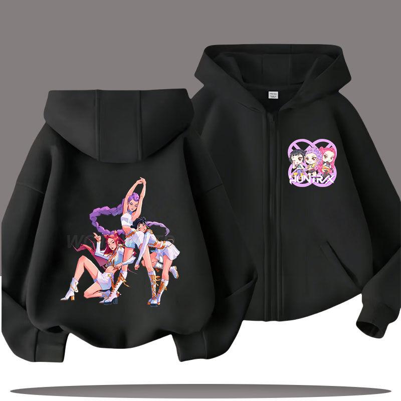 KPop Demon Hunters Zipper Hoodies for Boys and Girls, Children's Fashion Sweatshirts