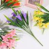 33cm 7Heads Hot Water Grass Home Ornament Lilies Bouquet Persian Leaf Fake Lily Artificial Flowers