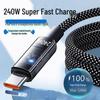 Светящийся кабель Super Fast Charging Type-C мощностью 240 Вт для Huawei, Vivo, Oppo, Honor