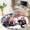 French legendary rock singer and actor Johnny Hallyday Round Carpet Soft Home Decoration Corridor Table and Chair Anti slip Outdoor Floor Mat rug H21