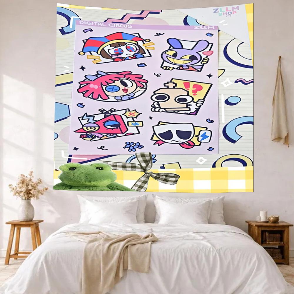Digital Circus Wall Decor Tapestry Art For Pet Memorial Birthdaywedding Party Backdrop Family Gift