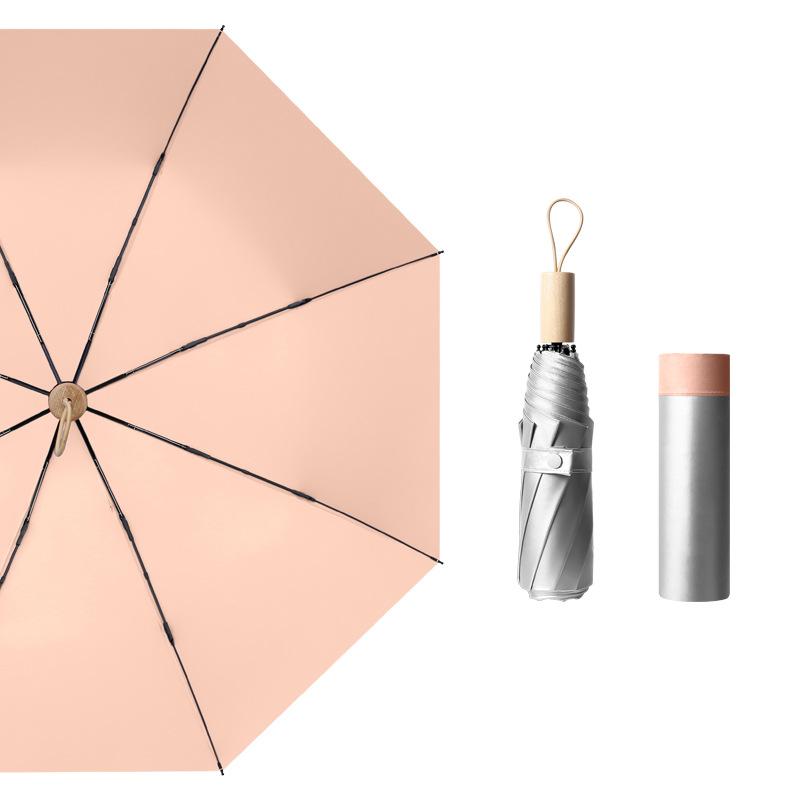 190T простой титановый серебряный клейкий женский солнцезащитный зонт УФ-складной зонт от солнца и дождя двойного назначения