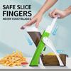 Mandoline Slicer, Safe Finger Design, Potato & Vegetable Chopper, French Fry Cutter, Adjustable Thickness, Professional Kitchen Tool, Green Plastic