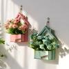 Wooden Pendants Wall Hanging Flower Basket Wall Mounted Artificial Flower Display Stands  Outdoor