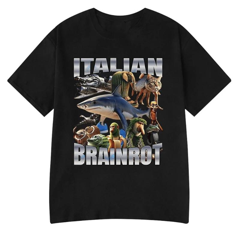 Unisex Summer T Shirt Italian Brainrot Tralalero Tralala Tung Tung Tung Sahur Bombardiro Crocodilo Funny Meme T-Shirt Women Tees Y2k Tops