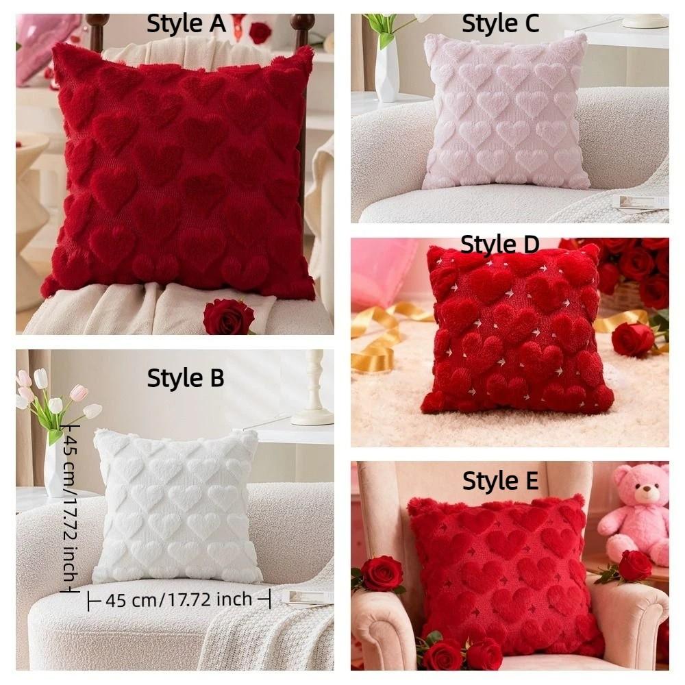 45*45 CM Heart Plush Pillow Cover Romantic Throw Pillow Cover Sweet Cushion Cover  Bedroom Decor