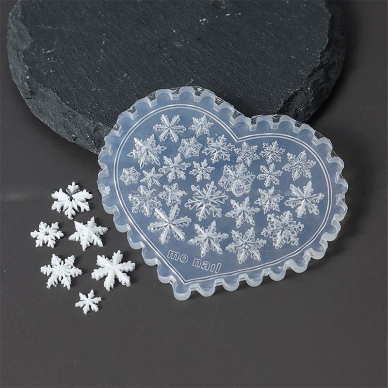 1 шт. Зимняя снежинка Нейл-арт Силиконовая форма 3D Тиснение Резьба Мягкая штамповочная пластина Рождественская Многоразовая DIY Гелевые трафареты Инструмент
