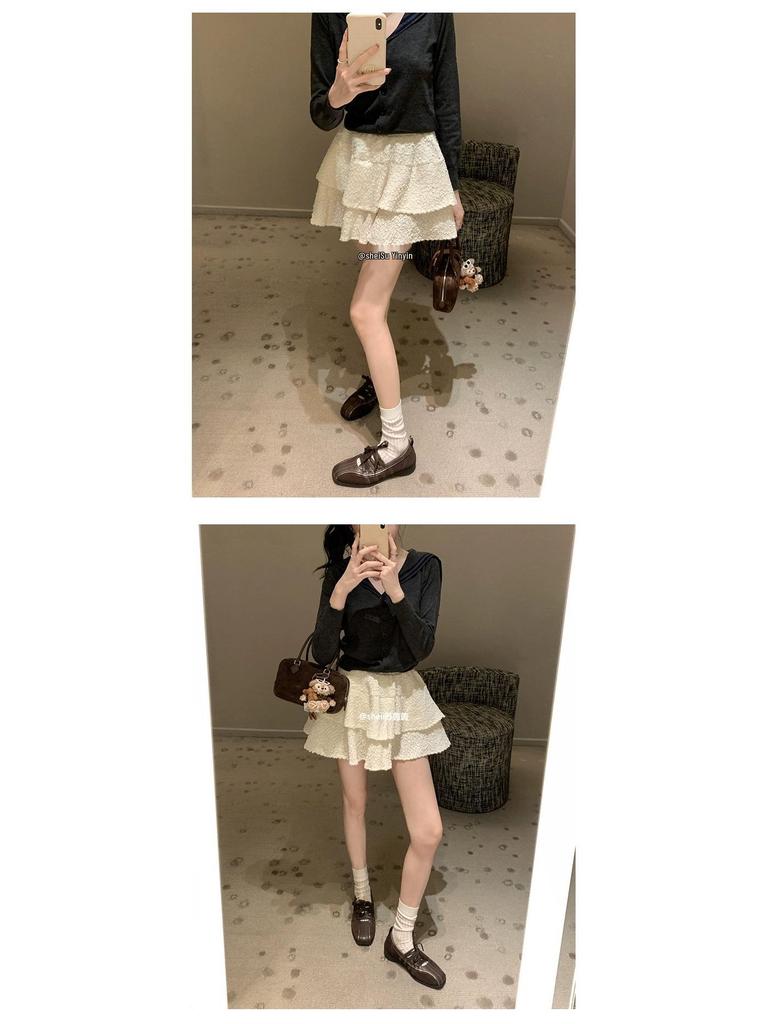 Niche Style White Lace-Up Ballet Flats for Women - 2025 Spring/Autumn Casual Mary Jane Shoes