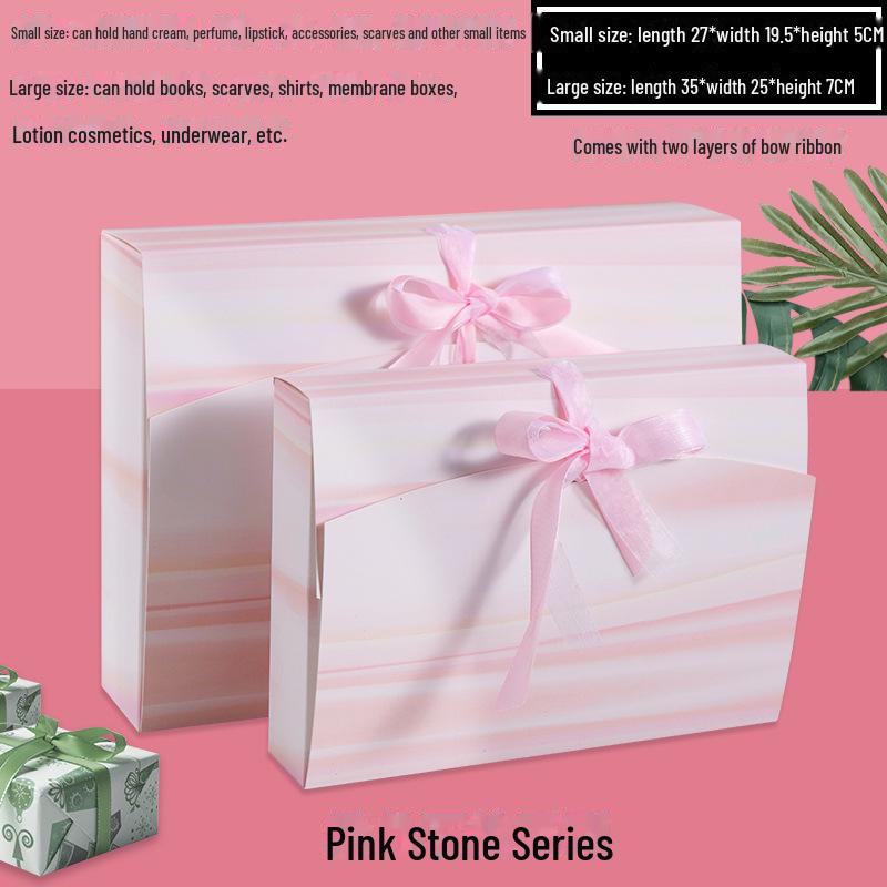 Custom Pearlescent Bow Ribbon Gift Box for Silk Scarves, Pajamas, and Shirts