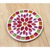 Fourcart Cute Handmade Glass Mosaic Coaster, Flower, Pink, CNJYK5