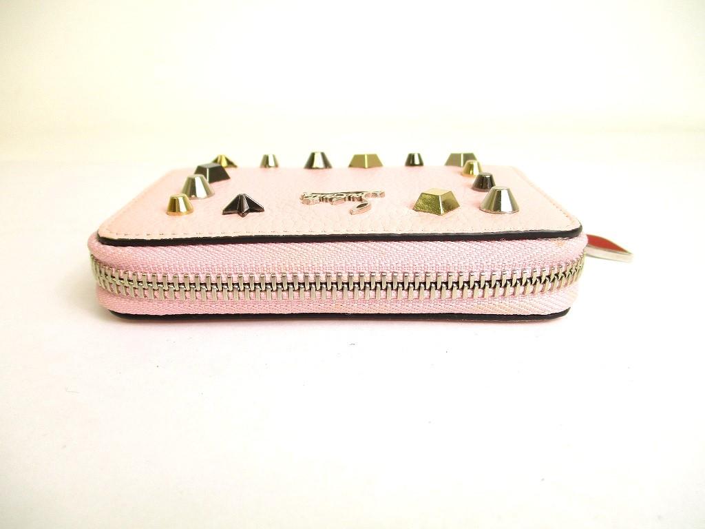 Authentic Christian Louboutin Light Pink Leather Round Zip Coin Purse #9691 Refurbished