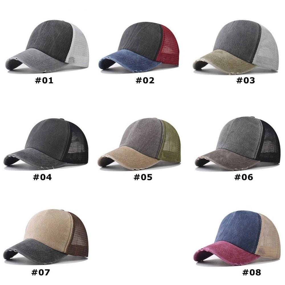 Breathable Mesh Sun Hat Color-blocked Snapback Hat Summer Baseball Cap