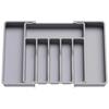 RekiLife Cutlery Expandable Storage Drawer Divider Kitchen Tray Case, (Gray)