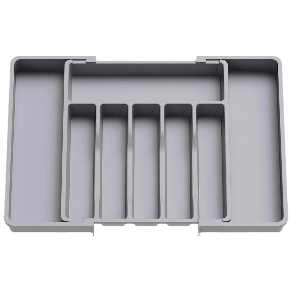 RekiLife Cutlery Expandable Storage Drawer Divider Kitchen Tray Case, (Gray)