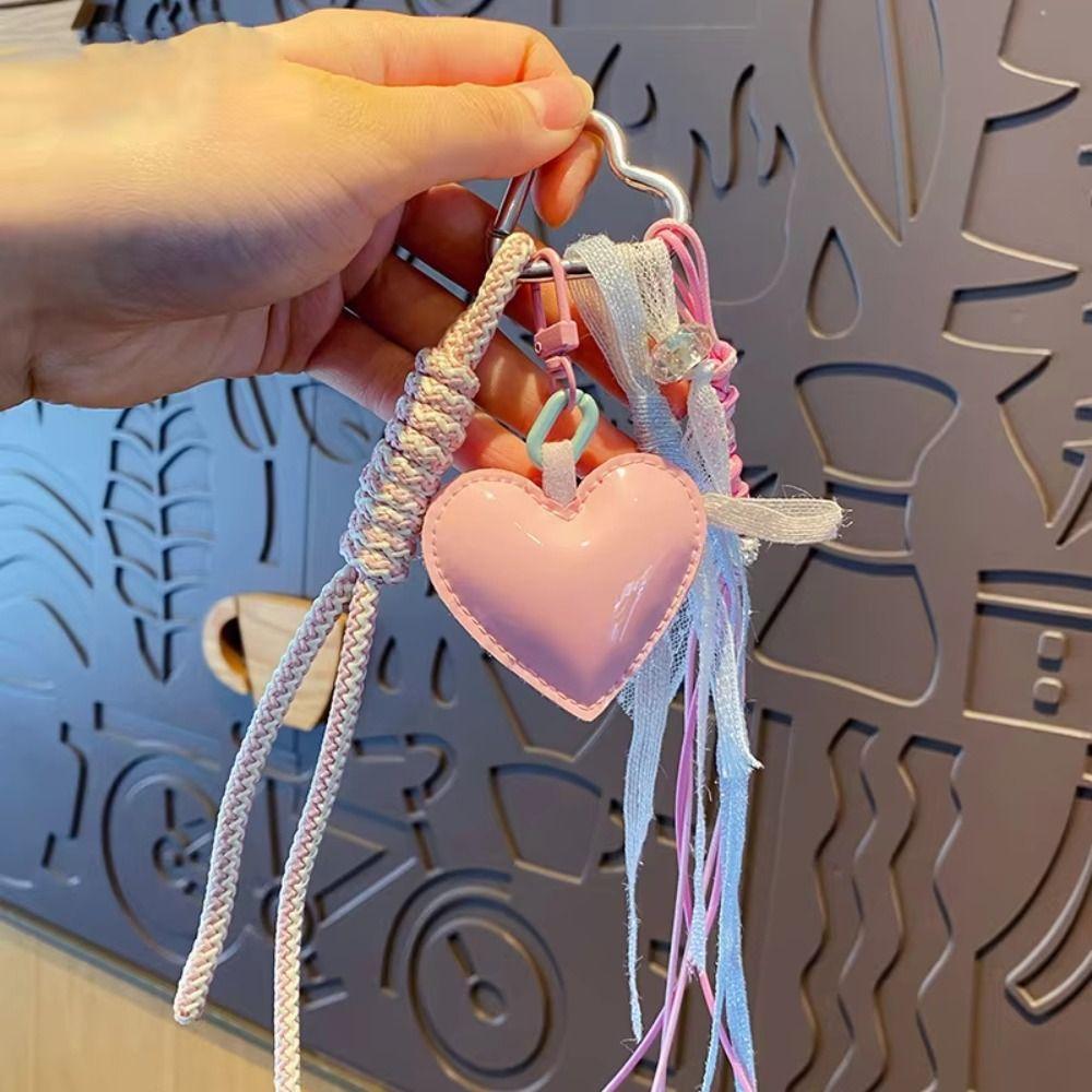 Heart-shaped Leather Key Chain Leather Exquisite Girls' Bag Accessory Light Luxury Pendant DIY