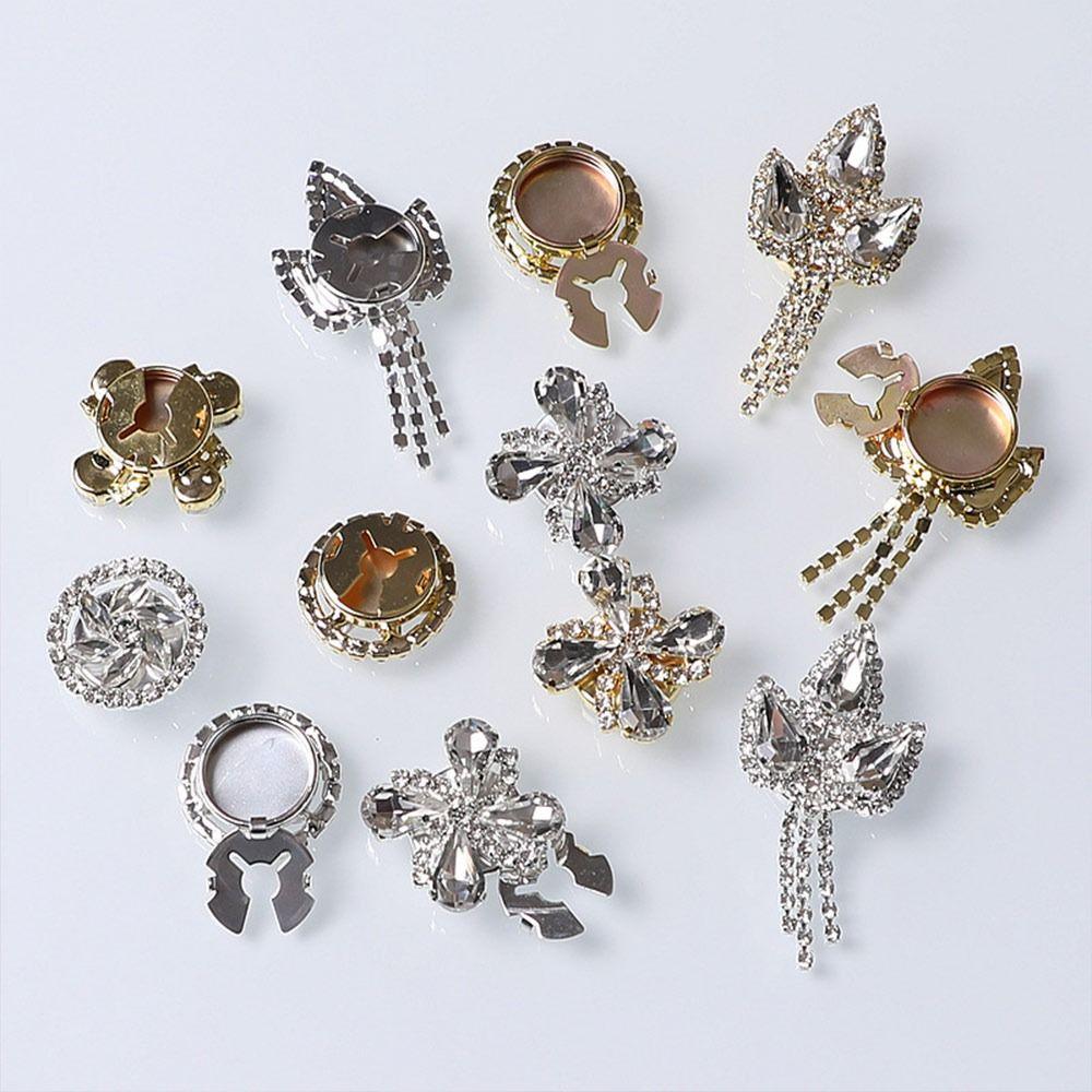 Flower Rhinestone Button Cover Alloy Detachable Clip-On Button for Shirt Tuxedo Accessories