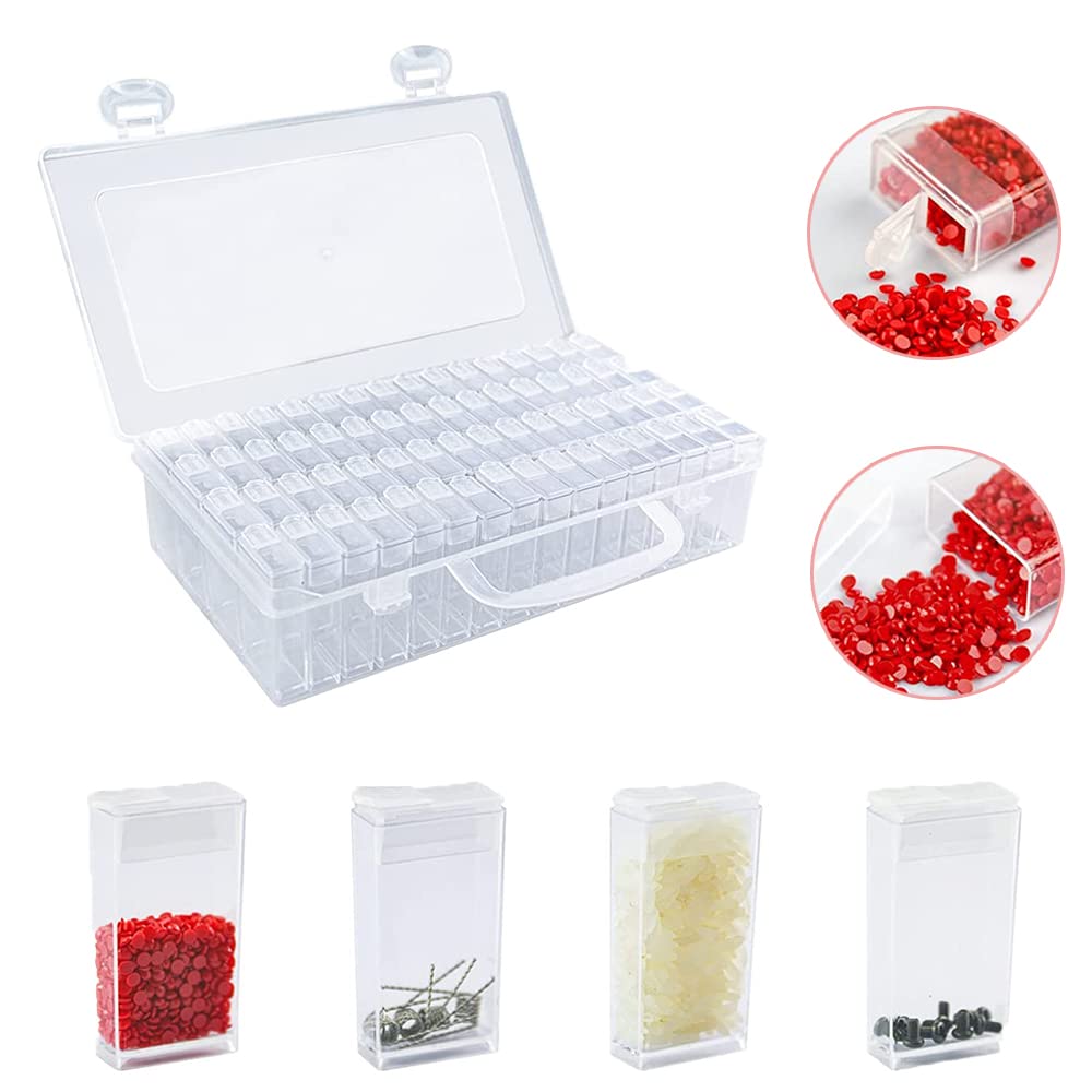 DFsucces Bead Container, 64-Piece Small Item Case, Bead Case, Diamond Art Tool, Refillable Container, Small Bead Storage