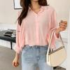New Arrivals Open Run Sheer Slim Fit Dolman Shirring Shirt
