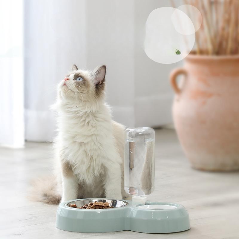 Dual Automatic Pet Feeder Bowl For Dogs And Cats Non Spill Plastic Water And Food Dispenser With Stand KTY